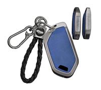 Rondrive Funda de llave de cuero y metal para llaves de coche Compatible con KIA PV5 2025 EV2 2026 Sportage EV6 EV3 EV4 EV5 EV9 Sorento K4 EV7 Picanto Funda de llave Etui para llaves Llavero B-Azul