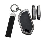 Rondrive Funda de llave de cuero y metal para llaves de coche Compatible con KIA PV5 2025 EV2 2026 Sportage EV6 EV3 EV4 EV5 EV9 Sorento K4 EV7 Picanto Funda de llave Etui para llaves Llavero C-Negro