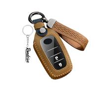 Rondrive Funda de Piel para Llave Apto para Toyota Yaris 4 GR Cross Hybrid Corolla Kluger CHR BZ4X Land Cruiser 250 Hilux RAV4 Prius 2024-2026 Funda para Llave de Coche A-marrón