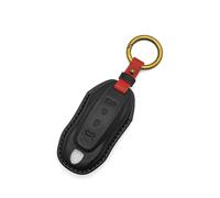 Rondrive Funda de piel para llave de coche Macaron, funda protectora compatible con Porsche Macan EV Macan 4 eléctrico 2024 2025 2026 llavero 4 botones-A negro