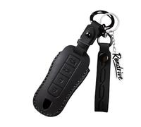 Rondrive Funda de piel retro para llave de Porsche se adapta a Panamera Cayenne Taycan 911 2018-2025 Carrera 2020-2026 Funda para llave de coche cosida a mano 4 botones Negro