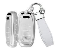 Rondrive Funda de TPU para llave de coche para Audi A1 A3 8V A4 B8 B9 A5 A6 C7 A7 A8 Q3 Q5 Q7 S4 S6 S7 S8 R8 TT funda para llavero con diamantes de imitación y 3 botones, No.3-plata (solo para inicio