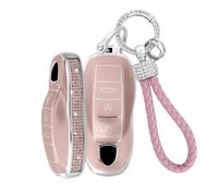 Rondrive Funda de TPU para llave de coche para Porsche Macan Cayenne 92A Panamera 970 Carrera 911 918 Spyder Boxster Cayman llavero con diamantes de imitación accesorios 3/4 botones, 3 botones n.º 2