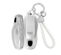 Rondrive Funda de TPU para llave de coche para Porsche Macan Cayenne 92A Panamera 970 Carrera 911 918 Spyder Boxster Cayman llavero con diamantes de imitación accesorios 3/4 botones, 3 botones, n.º 2