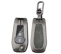 Rondrive Funda para llave abatible para Ford F150 2025 2026 F-250 F-350 Super Duty Ranger Maverick Expedition Metal y Cuero Soporte para llaves de coche, color gris
