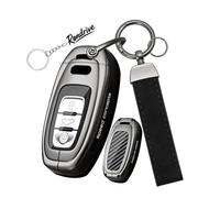 Rondrive Funda para llave compatible con AudiAudi A4 A3 A4 A5 A6 A8 Quattro Q5 Q7 A6 A8 Keyless llavero carcasa de metal llavero 3 botones fibra de carbono negro
