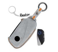 Rondrive Funda para llave compatible con BMW Serie 2 U06 3 G81 M3 5er G60 7er G07 X1 U11 X5 F95 IX1 i4 I5 I7 2023-2025 ante funda para llave de coche, color gris claro
