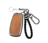 Rondrive Funda para llave compatible con Chery Omoda 5 E5 C9 Tiggo 7 Tiggo 8 Tiggo 8 Pro Tiggo 9 compatible con Jaecoo J7 funda de llave de metal de cuero funda llavero 4 botones