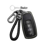 Rondrive Funda para llave compatible con Ebro S400 S700 S800 S900 DR4.0 DR5.0 DR6.0 aleación de zinc cuero coche funda para llave Omoda E5 C9 funda para llave llavero llavero C negro