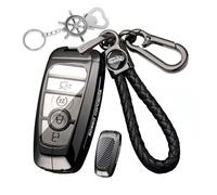 Rondrive Funda para llave compatible con Ford EcoSport Kuga 2021 Mustang GT Bronco S-Max Transit Tourneo Custom Connect Funda para llave de metal Carcasa de llave Accesorios Fibra de Carbono Negro
