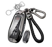Rondrive Funda para llave compatible con Ford Fusion Explorer Mustang Edge F-150 Mondeo 2015-2018 para Lincoln 4/5 teclas funda llave carcasa metal carcasa accesorios fibra de carbono negro