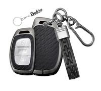 Rondrive Funda para llave compatible con Hyundai Tucson 2015-2019 Bayon 2023 i10 2022 i20 2024 i40 Ioniq Hybrid iX35 2016 metal carcasa de cuero PU llavero llavero 3/4 teclas