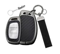 Rondrive Funda para llave compatible con Hyundai Tucson 2015-2019 Bayon 2023 i10 2022 i20 2024 i40 Ioniq Hybrid iX35 2016 metal carcasa de cuero PU llavero llavero 3/4 teclas