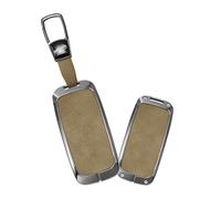 Rondrive Funda para llave de coche con patrón de lichi, de aleación de zinc, se adapta a Geely EX5 EM-i EV E5 2024 2025 2026 Starray EM-i 3 botones accesorios funda para llaves marrón claro