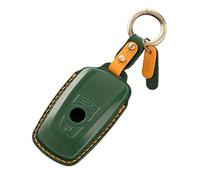 Rondrive Funda para llave de coche de piel curtida vegetal, compatible con BMW Serie 1 F20 2er F22 3er F30 4er F36 M3 F80 M4 F82 F83 M5 F10 M6 F12 F13 Carcasa para llave 3 botones verde