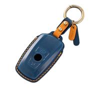 Rondrive Funda para llave de coche de piel curtida vegetal, compatible con BMW Serie 1 F20 2er F22 3er F30 4er F36 M3 F80 M4 F82 F83 M5 F10 M6 F12 F13 Carcasa para llave 3 botones Azul