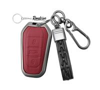 Rondrive Funda para llave de coche de piel metálica, compatible con Citroen C4 Cactus Grand Picasso C5 Aircross Berlingo DS3 DS4 2024 2025 funda para llave de llave roja