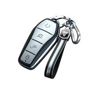Rondrive Funda para llave de coche, estructura de piel TPU, funda para llave de coche, compatible con BYD Seal U DM-i Song Plus EV Sealion 7 Atto 2 DM-i Atto 3 Shark 6 Dolphin Surf Han llavero-A plata