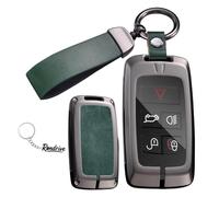 Rondrive Funda para llavero compatible con Land Rover Discovery 5 2024 2025 Defender para Range Rover, funda de metal y cuero para llave de coche para Jaguar F-Type XF XE F-PACE E-PACE, verde-B