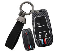 Rondrive Funda para llavero de 3 botones compatible con RAM Truck Carbon Pattern Car Key Protector para Ram 1500 2500 3500 4500 5500 2019-2026, azul