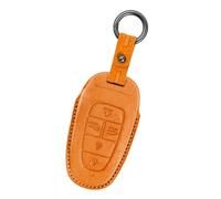 Rondrive - Funda para llavero de 5 botones compatible con Hyundai Tucson 2023 2024 de piel auténtica para llave de coche Santa Fe Palisade Sonata Ioniq 5 6 N Santa Cruz Nexo 2019-2025, color naranja