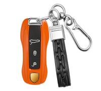 Rondrive Funda para llavero Porsche 2017-2025 para Panamera Cayenne Taycan 911 Carrera, accesorios de coche, protector de llave pintado, naranja (diseño de 3 piezas)