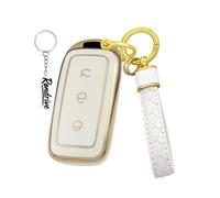 Rondrive Funda protectora de TPU para llave de coche compatible con Geely EX5 Starray EM-i 2025 2026, funda para mando a distancia, funda para llave, llavero, decoración-B beige