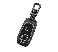 Rondrive Funda protectora para llave de coche con patrón de carbono compatible con Ram 1500, 2500, 3500, 2024, 2025, 2026, de metal y silicona, 3 botones, color azul