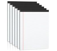 Roneky Bloc de notas A4, 6 blocs de notas blancos A4, bloc de notas de doble cara, papel rayado con rayas universitarias, bloc de notas legales blancas, 30 hojas por línea de papel de escritura para