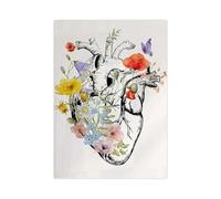 RONGCH Cuadro sobre Lienzo Póster Artístico De Anatomía del Corazón, El Cerebro Y Los Pulmones, con Acuarela, Impresiones En Lienzo para Pared, Imágenes para Decoración(Segundo,40x50cm)