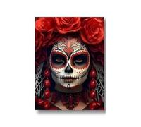 RONGCH Cuadro sobre Lienzo Póster En Lienzo De Chicas con Calavera Arte Moderno Decoración De Pintura Gótica del Día De Los Muertos Mexicano(Segundo,30x40cm)