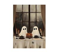 RONGCH Cuadro sobre Lienzo Póster Retro De Otoño, Halloween, Lindo Fantasma, Calabaza Oscura Aterradora, Fantasma, Gato Negro, Sin Marco, Pinturas En Lienzo, Decoración del Hogar(V,30x40cm)