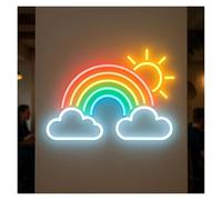 RONGCH Decoración Lámparas Letrero De Neón De Arcoíris Con Nubes, Regulable, Para Habitación Infantil, Tienda, Fiesta, Luz Decorativa, Sol Y Nubes, 43cm(Blanco)