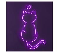 RONGCH Decoración Lámparas Letrero De Neón Gato Con Corazón, Decoración Romántica Para Habitación Infantil, Tienda Animales, Sala Juegos, Dormitorio, Bar, 50cm