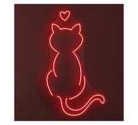 RONGCH Decoración Lámparas Letrero De Neón Gato Con Corazón, Decoración Romántica Para Habitación Infantil, Tienda Animales, Sala Juegos, Dormitorio, Bar, 50cm