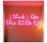 RONGCH Decoración Lámparas Letrero De Neón I Think Like This Little Life decoración Para Escaparates, Entrada Negocios 63.5x24.5cm(Rosa)