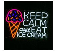 RONGCH Decoración Lámparas Letrero De Neón LED Regulable Keep Calm And Eat Ice Cream Para Postres, Cafeterías, Bares, Bistrós, Pubs, Decoración De Pared 50x35.5cm