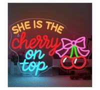 RONGCH Decoración Lámparas Letrero De Neón She Is The Cherry On Top Con Luz LED Regulable Para Habitación De Niña Dormitorio Bar Fiesta Club Oficina Decoración 39.2cmx28cm