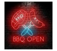 RONGCH Decoración Lámparas Letrero LED De Neón BBQ OPEN Para Barbacoa, Parrilla, Carne, Filete, Restaurante, Cocina, Hogar, Fiesta, Decoración De Pared, 50cm