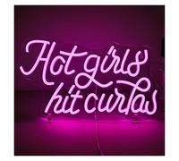 RONGCH Luces de neón Hot Girls Hit Curbs Letrero De Neón Luz Regulable Letra Decoración De La Habitación Dormitorio De La Niña Fiesta De Cumpleaños Bar Club 42cm×23cm