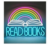 RONGCH Luces de neón Leer Libros, Letreros De Neón De Arcoíris Para Decoración De Pared, Regulables Para Habitación, Biblioteca, Dormitorio, Lectura, Estudio, Club, Lámpara USB