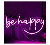 RONGCH Luces de neón Letrero De Neón Be Happy Con Luz Regulable Alimentada Por USB Para Bar, Hogar, Hombres, Mujeres, Cueva, Dormitorio, Decoración De Pared, 43cmх21.5cm