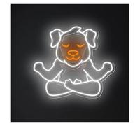 RONGCH Luces de neón Letrero De Neón Con Diseño De Perro Meditando, Luz Para Yoga, Gimnasio, Estudio De Yoga, Oficina, Dormitorio, Lámpara Regulable 45cm(E)