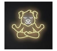 RONGCH Luces de neón Letrero De Neón Con Diseño De Perro Meditando, Luz Para Yoga, Gimnasio, Estudio De Yoga, Oficina, Dormitorio, Lámpara Regulable 45cm(Segundo)