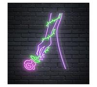 RONGCH Luces de neón Letrero De Neón Con Forma De Mano Que Sostiene Una Flor, Con Alimentación Por USB Y Brillo Ajustable, Para Decoración De Clubes 30cmx38cm(UN)