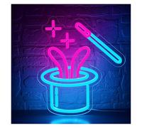RONGCH Luces de neón Letrero De Neón Con Sombrero De Mago, Luz Mágica Para Dormitorio, Sala De Juegos, Bar, Restaurante, Tienda, Decoración De Fiestas 32x28cm