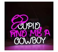 RONGCH Luces de neón Letrero De Neón Cupid Find Me A Cowboy Regulable, Ideal Para Dormitorio, Fiesta, Oficina, Decoración De Pared, 42cm