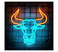 RONGCH Luces de neón Letrero De Neón De Ganado Longhorn Luz Regulable Con Alimentación USB Para Dormitorio Tienda Club Bar Sala De Juegos Decoración Artística 31.3cmx33cm