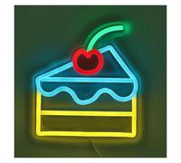 RONGCH Luces de neón Letrero De Neón De Pastel De Cereza, Luz De Neón Colgante De Pared Alimentada Por USB Para Postres, Panaderías, Cafeterías Y Decoración 21.96cmx23.88cm
