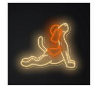 RONGCH Luces de neón Letrero De Neón De Perro De Yoga, Luz De Animal Recortada, Regulable Para Estudio De Yoga, Oficina, Gimnasio, Tienda, Decoración De Pared, 40cm(Re)